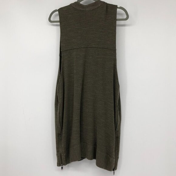 Free People Highway Vest in olive green Heathered knit studded neck LG - Picture 4 of 16